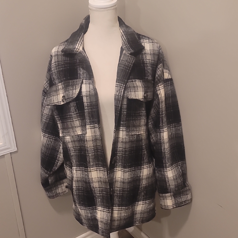 Flannel Jacket Angel Kiss Monochrome Plaid Large